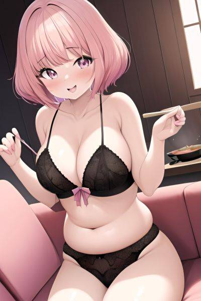 Anime Chubby Small Tits 70s Age Orgasm Face Pink Hair Bobcut Hair Style Light Skin Black And White Couch Front View Cooking Lingerie 3664802394729772203 - AI Hentai - aihentai.co on pornintellect.com