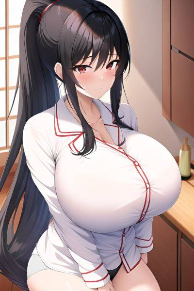 Anime Busty Huge Boobs 50s Age Seductive Face Black Hair Ponytail Hair Style Light Skin Illustration Kitchen Close Up View Massage Pajamas 3664817856440749666 - AI Hentai - aihentai.co on pornintellect.com