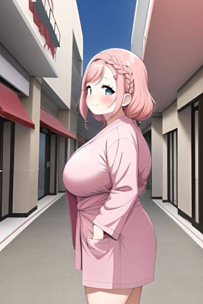 Anime Chubby Small Tits 50s Age Happy Face Pink Hair Braided Hair Style Light Skin Dark Fantasy Mall Side View T Pose Bathrobe 3664582064508331295 - AI Hentai - aihentai.co on pornintellect.com