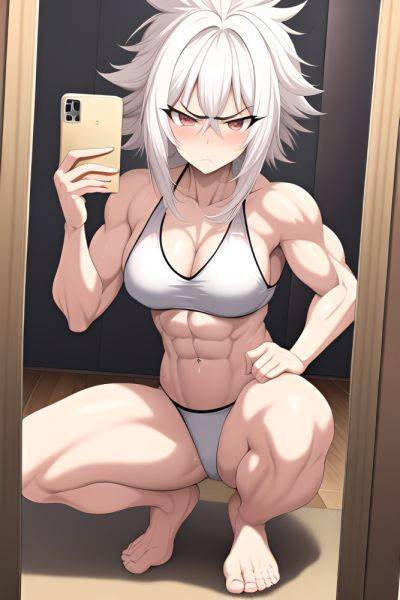 Anime Muscular Small Tits 50s Age Serious Face White Hair Messy Hair Style Light Skin Mirror Selfie Beach Front View Squatting Goth 3665011131747718610 - AI Hentai - aihentai.co on pornintellect.com