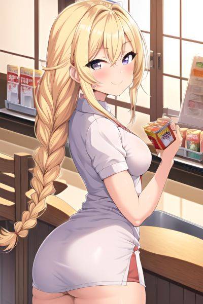 Anime Muscular Small Tits 20s Age Happy Face Blonde Braided Hair Style Light Skin Illustration Grocery Back View Jumping Nurse 3665038188266330436 - AI Hentai - aihentai.co on pornintellect.com