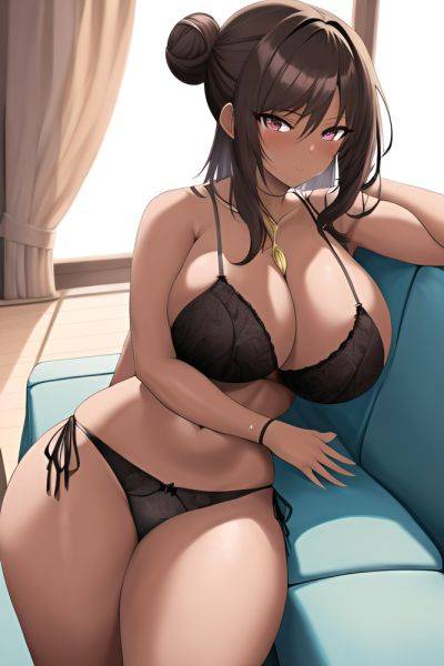 Anime Skinny Huge Boobs 30s Age Seductive Face Brunette Hair Bun Hair Style Dark Skin Painting Couch Back View On Back Lingerie 3665034325097980314 - AI Hentai - aihentai.co on pornintellect.com