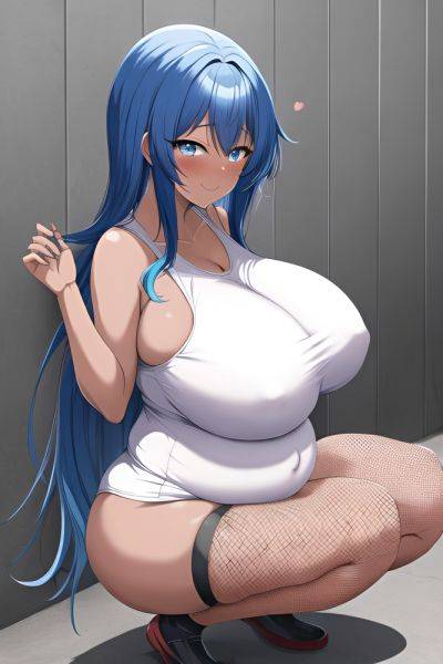 Anime Pregnant Huge Boobs 70s Age Happy Face Blue Hair Messy Hair Style Dark Skin Warm Anime Prison Side View Squatting Fishnet 3665061382179245082 - AI Hentai - aihentai.co on pornintellect.com