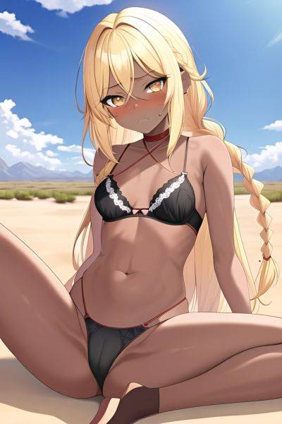 Anime Skinny Small Tits 18 Age Sad Face Blonde Braided Hair Style Dark Skin Painting Desert Side View Spreading Legs Bra 3665146419854794384 - AI Hentai - aihentai.co on pornintellect.com