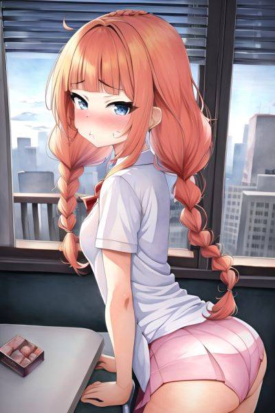 Anime Skinny Small Tits 20s Age Pouting Lips Face Ginger Braided Hair Style Light Skin Watercolor Hospital Back View Bending Over Schoolgirl 3664593661463534670 - AI Hentai - aihentai.co on pornintellect.com