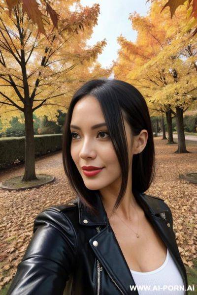 Autumn weather sexy lady making selfies - ai-porn.ai on pornintellect.com