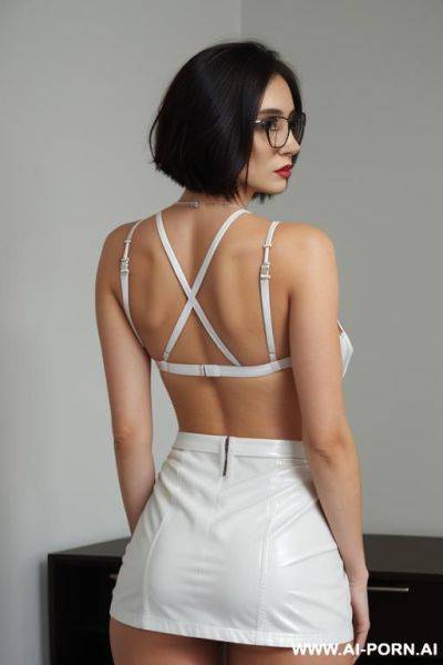 Short hair, leather skirt, back, teacher - ai-porn.ai on pornintellect.com