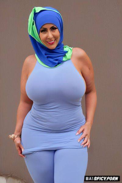 Always framed from forehead to thighs, hijab and tight fit sexy dress with falling out tits and exposed crotch - spicy.porn on pornintellect.com