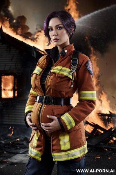 Firefighter, firefighters jacket, firefighter, firefighters uniform, massive boobs, pregnant - ai-porn.ai on pornintellect.com