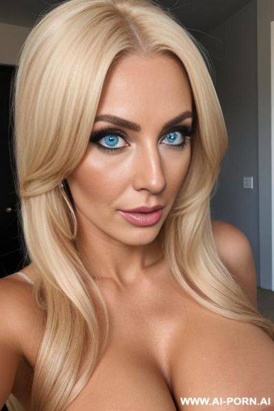 Transgender, british, blonde, bimbo, gigantic fake breasts, fake tan, lip r, english, porn star, blue eyes, 34 year old, long hair, heavy makeup, - ai-porn.ai - Britain on pornintellect.com