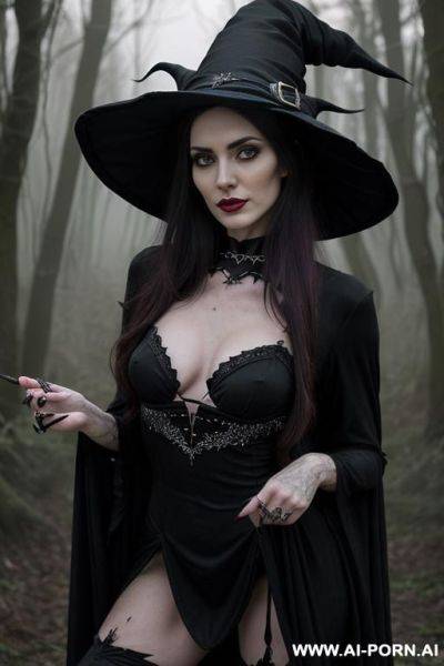 Extra slender tall horny witch, green eyes - ai-porn.ai on pornintellect.com