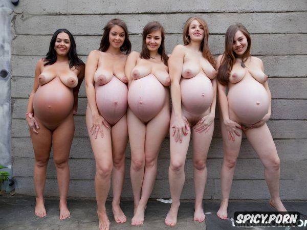 A group of years old and pregnant teens with huge tits posing in front of a wall - spicy.porn on pornintellect.com