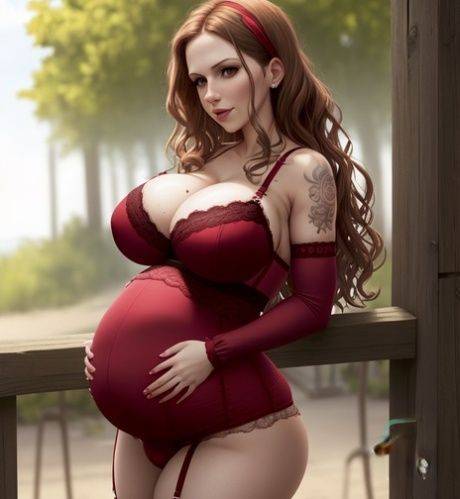 Stunning & beautiful AI generated pregnant mature Orioli poses in hot outfits - pornpics.com on pornintellect.com