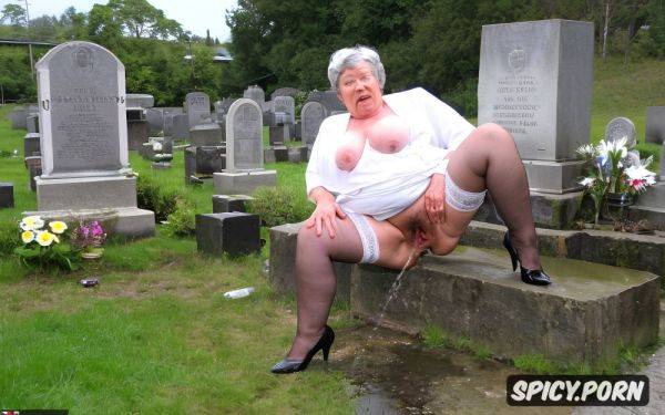 Granny pissing on the grave, fetish, realistic detailed face - spicy.porn on pornintellect.com