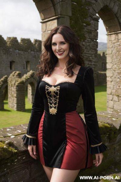 Eye contact welsh castle ruins traditional welsh costume - ai-porn.ai on pornintellect.com