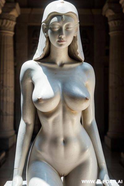 ((extremely rough white cloth of nude statue)), extreamly ornate artwork, (((beautiful breasts))), totally nude, entirely naked, naked, braless, exposed breasts, visible open pussy, full body view, - ai-porn.ai - Egypt on pornintellect.com