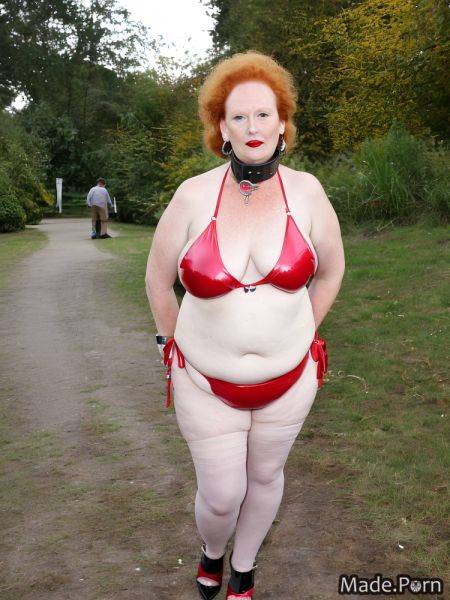 Bikini standing woman park lipstick caucasian fairer skin AI porn - made.porn on pornintellect.com