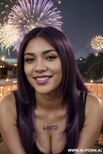 Elaborate flowing purple hair, glamor, bend down, shrine, - ai-porn.ai on pornintellect.com
