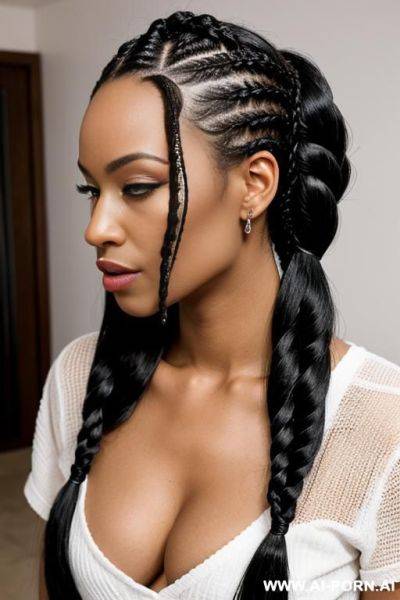 Woman getting fucked g style, black braided hair - ai-porn.ai on pornintellect.com