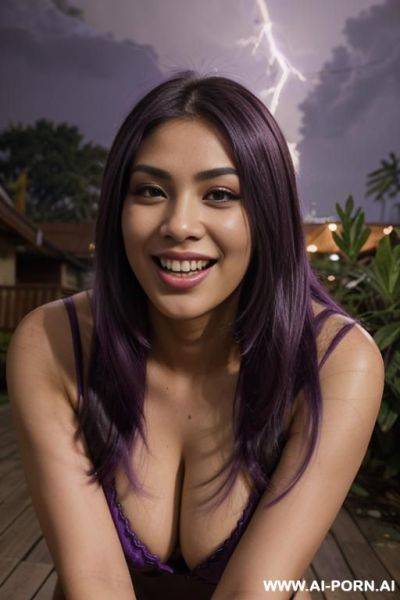 Elaborate flowing purple hair, glamor, bend down, outdoor, ultrahigh definition, - ai-porn.ai on pornintellect.com