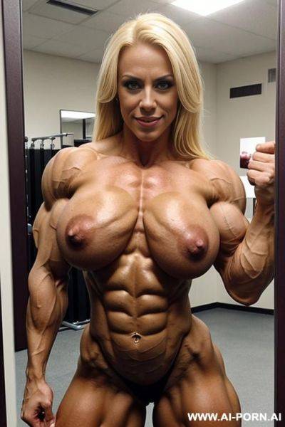 Flexing biceps, perky tits, lat spread, broad shoulders, ripped abs - ai-porn.ai on pornintellect.com