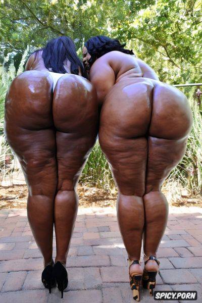 Enormous round asses, naked, two fat women standing next to each other - spicy.porn on pornintellect.com