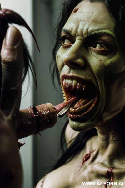 ((pov of a female angry zombie brutally biting a dick with her razor-sharp teeth)) - ai-porn.ai on pornintellect.com