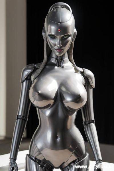 Robot statue of naked woman, ((looking at the camera)), ((eyes contact)), full body view, hard nipples - ai-porn.ai on pornintellect.com