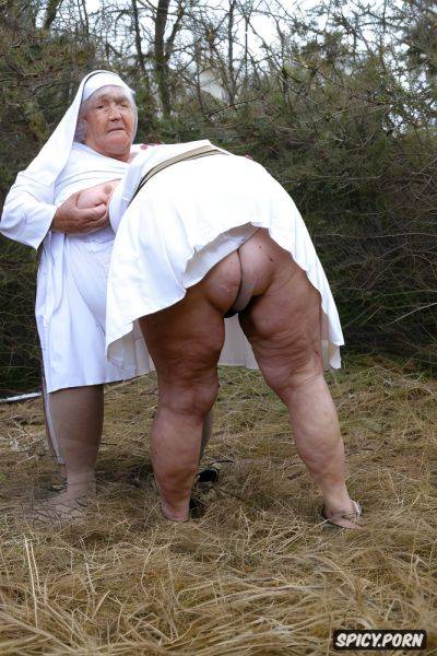 The very old fat grandmother nun in church has nude pussy under her skirt - spicy.porn on pornintellect.com