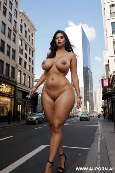 Giant naked woman, very giant, city street - ai-porn.ai on pornintellect.com