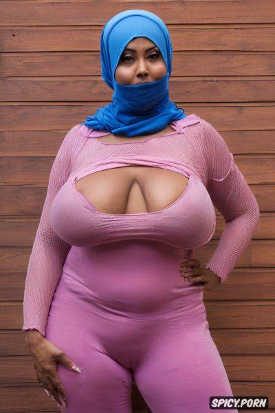 Always framed from forehead to thighs, hijab and tight fit sexy dress with falling out tits and exposed crotch - spicy.porn on pornintellect.com