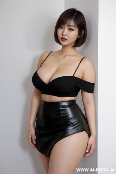 Tall woman, (((black heels))), perfect legs, lipsik, pixie brown, very gigantic boobs - ai-porn.ai on pornintellect.com
