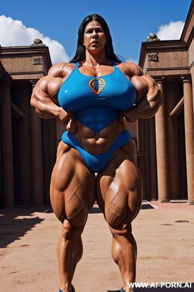 (((super huge amazon woman with a gigantic pumped up body, huge muscles,)))) ((((huge h)))) ((((giant woman))) - ai-porn.ai on pornintellect.com
