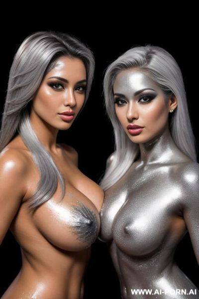 Multiple gorgeous brazilian bimbos completely covered in silver bodypaint - ai-porn.ai - Brazil on pornintellect.com