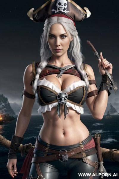 (slutty knightess) (winter wilderness) (magic runes) (croptop, white hair) - ai-porn.ai on pornintellect.com