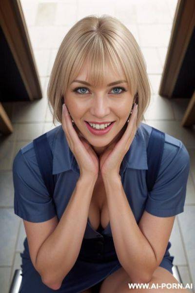 Short straight hair, very wide cleavage, full nude body, show camel toe pussy (((2 women))) - ai-porn.ai on pornintellect.com