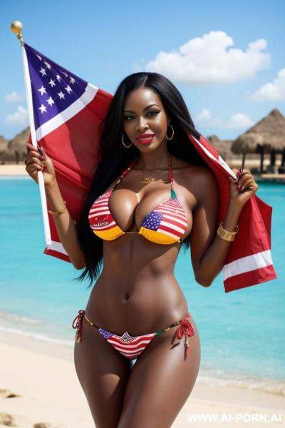 African, milf, bimbo, flag bikini - ai-porn.ai on pornintellect.com