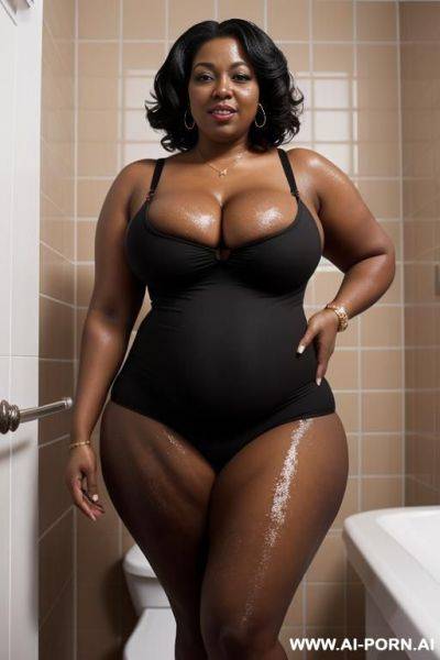 2 ugly, fat black moms, 30 years old,, with big breasts and a fat ass, standing in the bathtub - ai-porn.ai on pornintellect.com