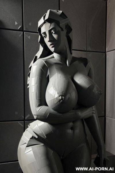 (((gigantic saggy massive oversized enormous tits))), in very dark stone room, ((((very rough extremely angular tiles of nude statue)))), twenty years old, thick, fat, large nipples, totally nude, - ai-porn.ai - North Korea - state Indiana on pornintellect.com