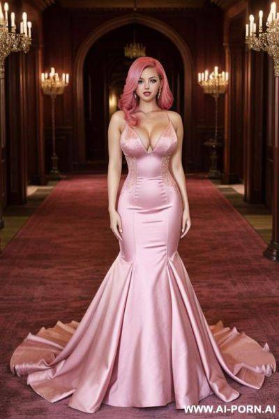 Pink princess gown, castle - ai-porn.ai on pornintellect.com