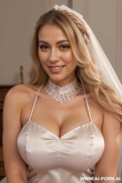 Elaborate very long bridal hairdo, dreamy eyes, sugar date, tanned, sexy naturalism, sexy pleasure, - ai-porn.ai on pornintellect.com