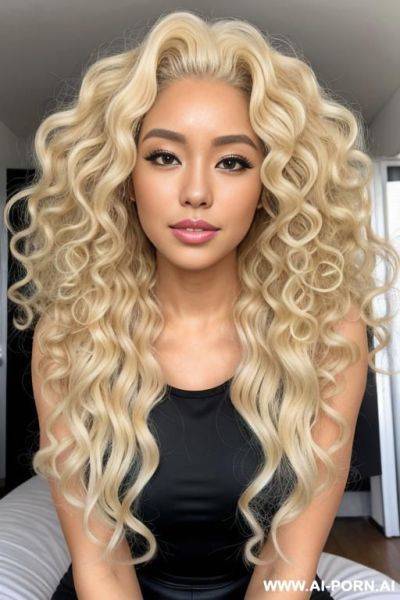 Fluffy thick full-bodied voluminous bouncy classic curly platinum blonde hair, japanese, skin, giant soft blonde curls, big delicious fluffy curly blonde hair, big sexy curly hair, big curly hair, big hair - ai-porn.ai - Japan on pornintellect.com