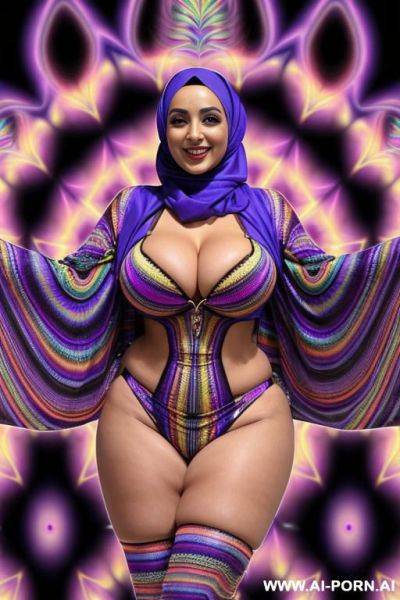 Smiling curvy egyptian busty wearing hijab fully naked standing - ai-porn.ai - Egypt on pornintellect.com