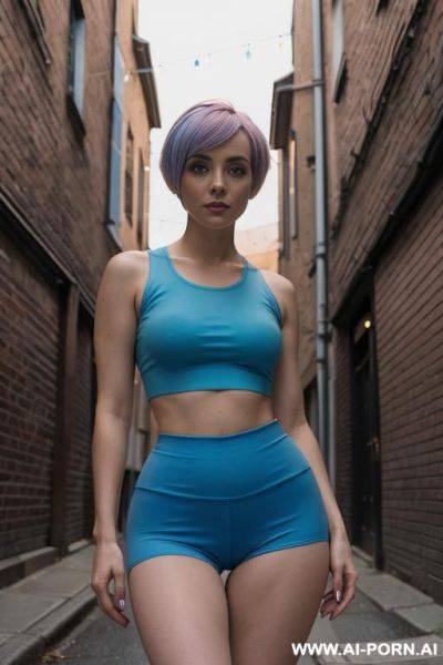 Eye contact crop top yoga shorts stockings - ai-porn.ai on pornintellect.com