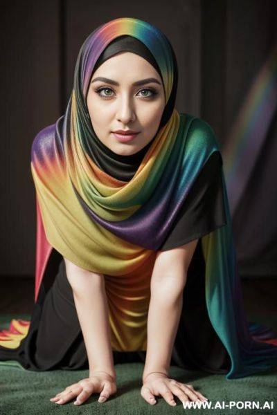 (((mu, rainbow hijab, black hair, green eyes, 1 old years))), ((uniform military)) - ai-porn.ai on pornintellect.com