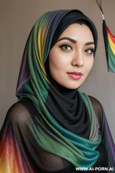 (((mu, rainbow hijab, black hair, green eyes))), ((streamer clother)) - ai-porn.ai on pornintellect.com