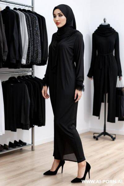 2 european womans, 2, black hijab, clothes shop, full body, - ai-porn.ai on pornintellect.com