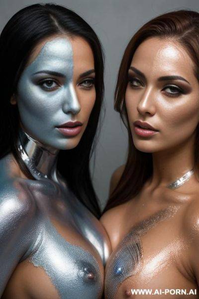 Photo of multiple gorgeous brazilian bimbos covered completely in chrome bodypaint - ai-porn.ai - Brazil on pornintellect.com