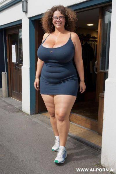 Naked woman wearing only sneakers walking. - ai-porn.ai on pornintellect.com