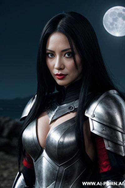 Armour, black long hair, red eyes - ai-porn.ai on pornintellect.com